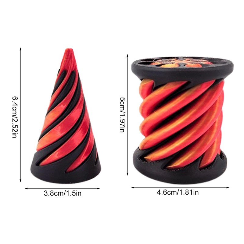 Impossible Pyramid Passthrough Sculpture, Printed Rotating spirals Cone Fidget Toy,