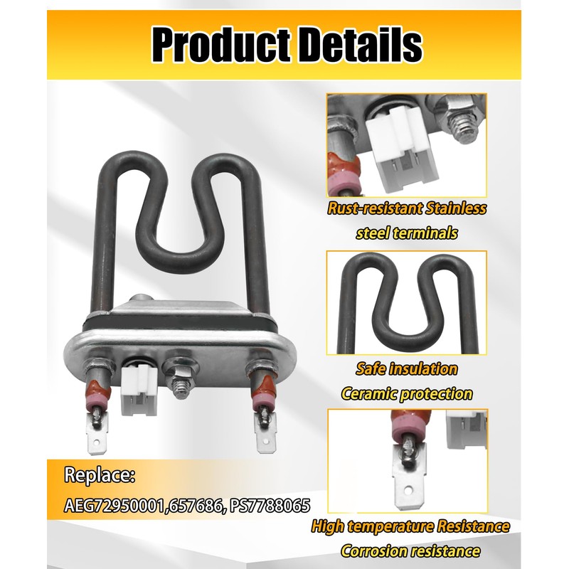 AEG72950001 Dishwasher Heater Assembly Compatible with LG Dishwasher,Replace 2657686,PS7788065 etc