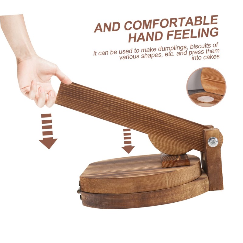 GRIRIW 1Pc Wooden Dumpling Wrapper Presser Tool for Kitchen Manual