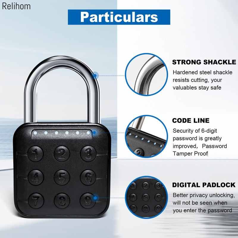 Combination Lock for Locker, Relihom Padlock with Code, Gym Locker