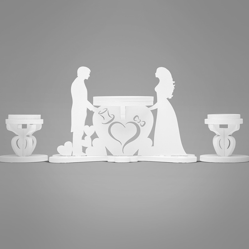 Unity Candle Table Holder for Bride and Groom - Candles