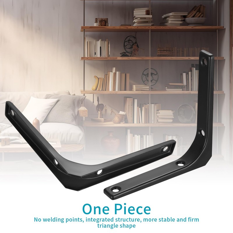 Pack of 4 Shelf Brackets, Metal Brackets, Shelving Brackets, Black,