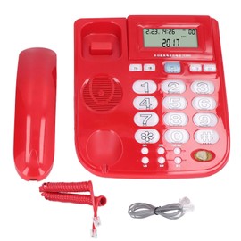 Corded Desktop Phone Wired Fixed Telephone with Big Ringtone Luminous Character Buttons R Key Function for Home Office