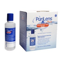 Purilens Plus Preservative-Free Contact Lens Saline 120ml (4 fl. oz.) 6 Pack