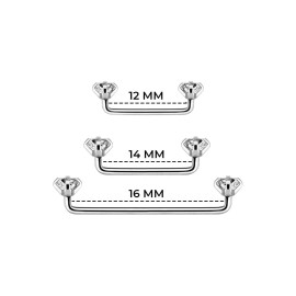 Luxe Modz 3PCs Titanium Internally Threaded 16G Surface Barbell Set Crystal Pronged 4mm CZ - 12mm 14mm 16mm