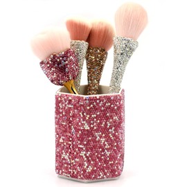 Bestbling Luxury Crystal Rhinestone Pen Holder Makeup Brush Organizer - Sparkling and Fashionable Desk Organizer for Bling Lovers (Pink)