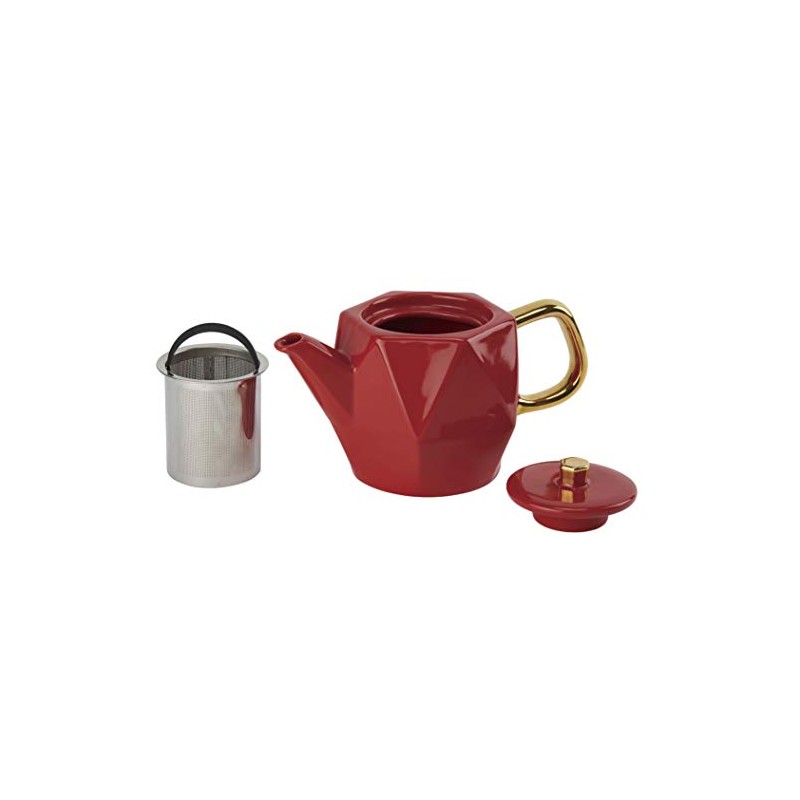 casaWare 24-Ounce Premium High-Fired Stoneware Hex Teapot with a Glossy