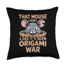 Origami Mouse Folding Art for Humor Fans Throw Pillow
