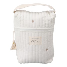 Cute Quilting Embroidered Pattern Diapers Bag Cotton Baby Stroller Zipper Bag for Bottle Wipes Pacifier Star