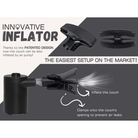 WEKAPO Inflatable Couch - Perfect for Beach, Outdoors, Festivals, & Indoors - Lightweight Lounger for Relaxing Anywhere - Air pump included - Ideal for Movie Night, Camping, and Travel Comfort (Black)