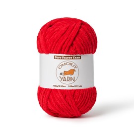 Fluffy Velvet Yarn for Crocheting, Chunky Chenille Baby Blanket Yarn for Crocheting, Soft Fuzzy Puzzle Yarn for Knitting, 100g/3.53oz Bulky Thick Amigurumi Crochet Yarn（Red）