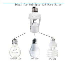 TWDRTDD Motion Sensor Light Socket,PIR Motion E26 Screw Bulb Adapter, Auto On/Off Night Light Control Smart Sensor Bulb Adapter for Storage Room, Garage Lighting Fixture (E26-Sensor)