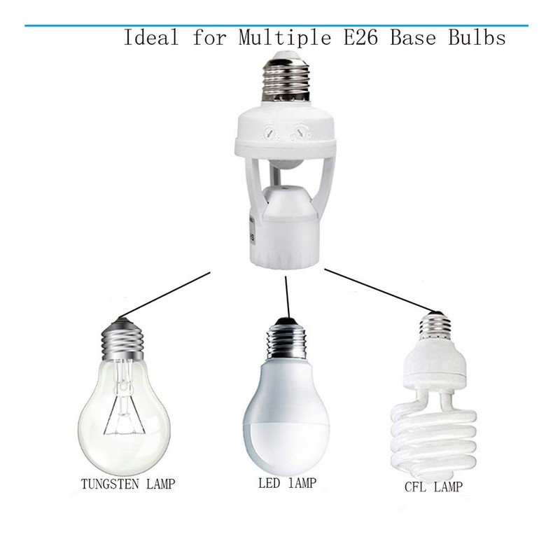 TWDRTDD Motion Sensor Light Socket,PIR Motion E26 Screw Bulb Adapter,