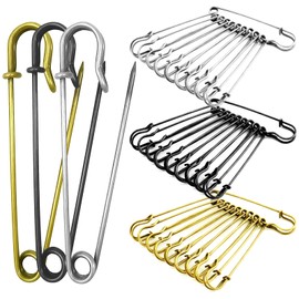 Alfileres de Seguridad, 7cm Alfileres de Seguridad de Hierro de 30 Piezas, Alfileres de Manta de Alta Resistencia para Fija Chales, Bufandas y Vestidos, Coser y Confeccionar Joyas (3 Colores)