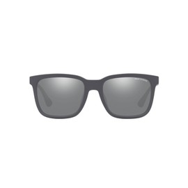 A|X ARMANI EXCHANGE Men's AX4112SU Universal Fit Rectangular Sunglasses, Matte Grey/Grey Mirrored Silver Polarized, 55 mm