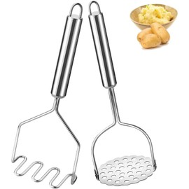 RODISHOMM Pack of 2 Potato Masher Stainless Steel, Robust and Durable Hand Masher with Ergonomic Handle for Mashed Potatoes, Avocado, Beans