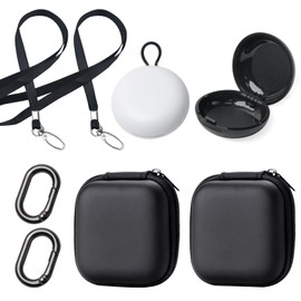 2 Pcs Ear Plug Carrying Case with 2 Pcs Black Headphone Bags, Ear Plug Case Keychain, Earbud Case with Clip, Loop Earplug Case for Storage Earbuds, Trinkets, Pills (Black, Medium)