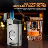 TISFA Cigar Lighter, Butane Lighter with Cigar Cutter, Triple Jet