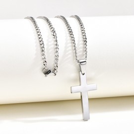 Cross Pendant Necklace for Men - Trendy Religious Cross Chain,Hypoallergenic Waterproof Stainless Steel Christian Long Necklaces,Non Tarnish Statement Pendants Necklace Jewelry Gift for Him Her