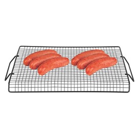 BBQ Grill Net Baking Mesh Mats Barbecue Grill Net,Carbon Baking Net,Portable Handle Iron Non Stick BBQ Rack for Ourdoor Picnic, BBQ Party Camping, Carbon Baking Net, BBQ Grill Net Baking Mesh Ma