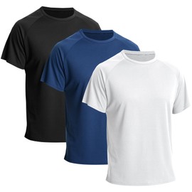 LANBAOSI 3 Pack Workout Running Shirts for Men Moisture Wicking Quick Dry Active Athletic Men's Gym Performance T Shirts