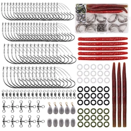 Fishing Wacky Worm Kit Fishing Lure Rig Kit, 163Pcs Wacky Tool Lure Baits Weedless Worm Hooks O-Rings Bass Fishing Accessories with Tackle Box