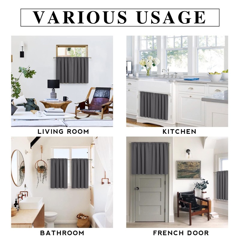RYB HOME Blackout Curtains for Kitchen, Over Sink Privacy Curtains