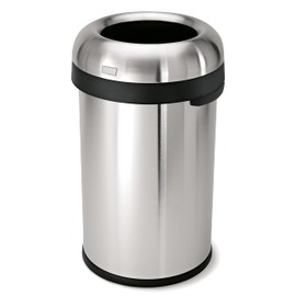 simplehuman 80 Liter / 21.1 Gallon Bullet Open Top Trash Can, Commercial Grade Heavy Gauge, Brushed Stainless Steel