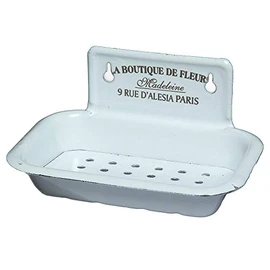 Soap Holder Soap Bowl and Metal Enamelled White - B16cm
