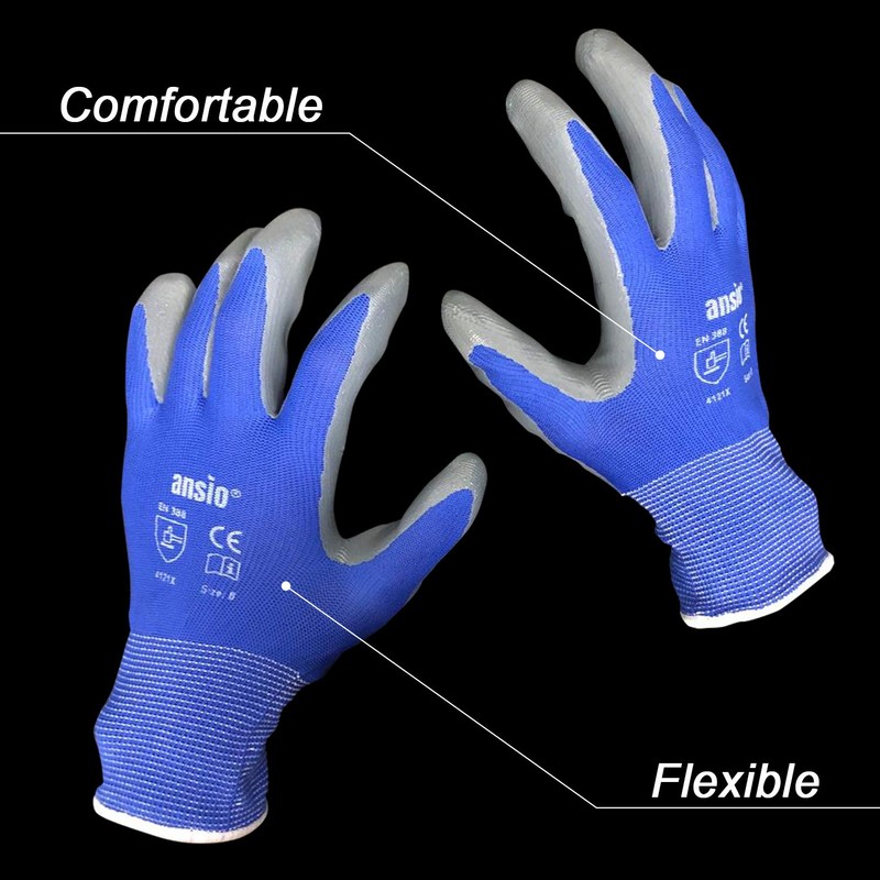 ANSIO 5 Pairs, Medium Size PU Coated Nylon Non Slipy