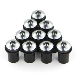 Xitomer 10 Sets M5x16 Alloy Motorcycle Windscreen Bolts Wellnut Bolt Kit, Windshield Installation Kit, Works on OEM or Aftermarket Windshields (Titanium)