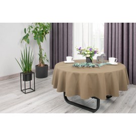 NIBLO Tablecloth, Table Runner, Table Linen, Table Decoration, Tablecloth (Beige, Oval Tablecloth, 140 x 180 cm)