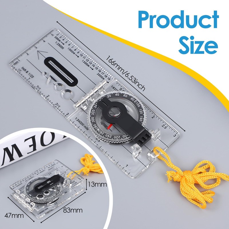 Mountaineering Compass, Portable Multifunctional Folding Map Compass, Transparent Card-Style North
