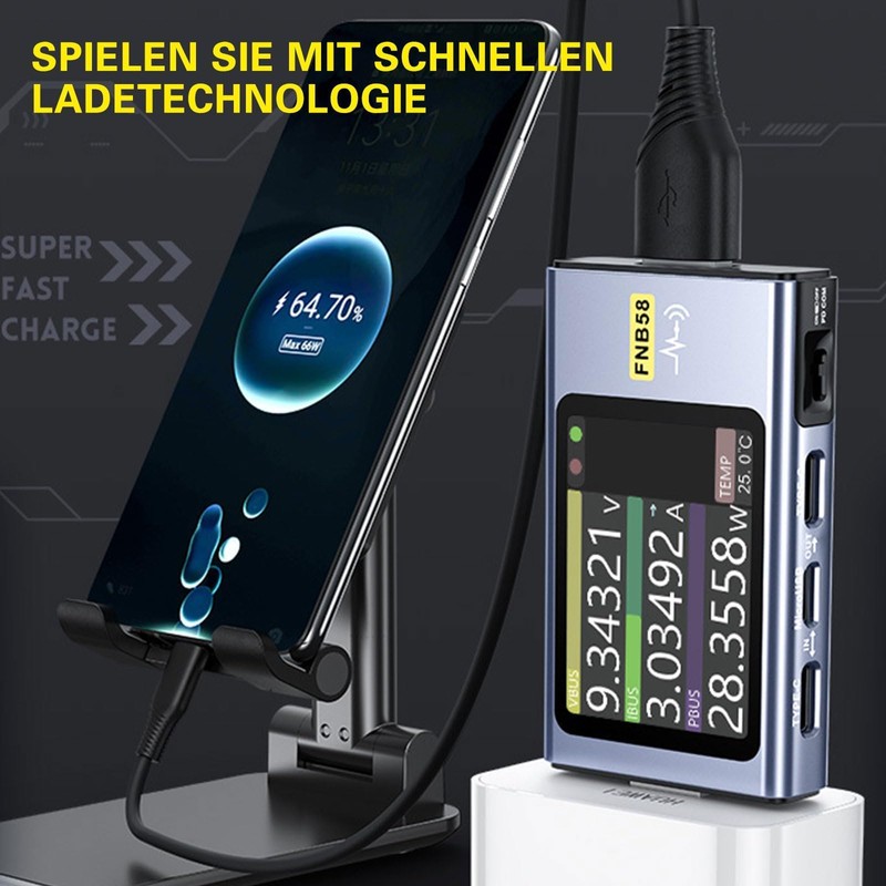 ARCELI FNB58 USB Tester, Digital Voltmeter, Ammeter, Capacitance and Ripple