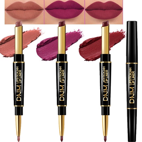 Etuanxi 3 Pcs Lip Liner and Lipstick Set Kit for