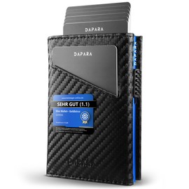 DAPARA Men's Slim Wallet with Coin Compartment and RFID Protection, Card Holder for 12 Cards, Smart Wallet for Men, Card Wallet, Wallet, Carbon - Dynamic Blue, Minimalist