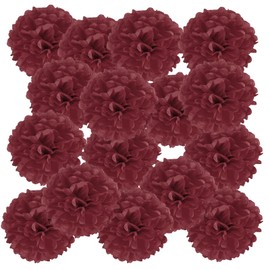 PATIKIL 4" Tissue Pom Poms Flowers, 20 Pack Paper Flower Ball for Wedding Bridal Shower Birthday Bachelorette Party Backdrop Decoration, Dark Red