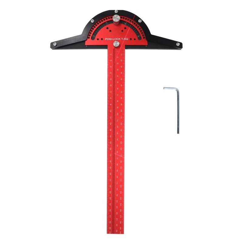 Woodworkers Edge Ruler Aluminum Alloy Red Black Adjustable Angle T