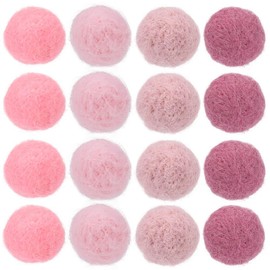 SUNNYCLUE 40Pcs Wool Felt Balls Wool Pom Pom Balls Felted Wool Balls 20mm Handmade Wool Felt Pom Poms Pink Wool Felt Ball Puff Balls Felted Pompoms for Crafts DIY Christmas Ornaments Home Party Decor
