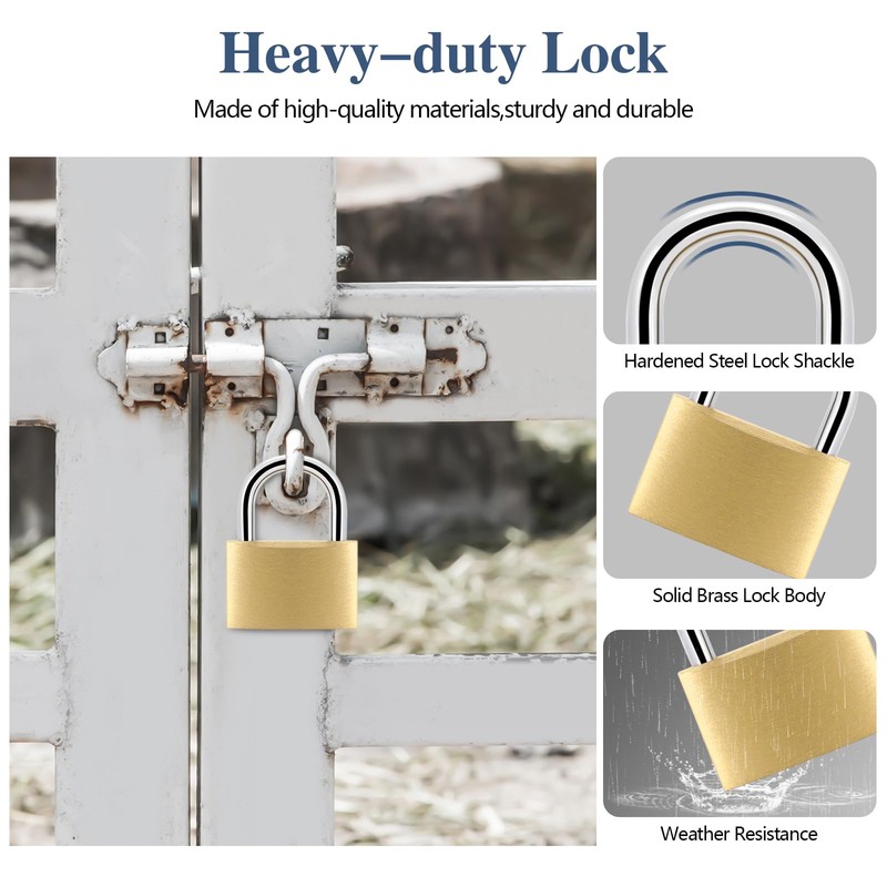 BRAXE 2 Pcs Keyed Padlock with 3 Same Keys Waterproof