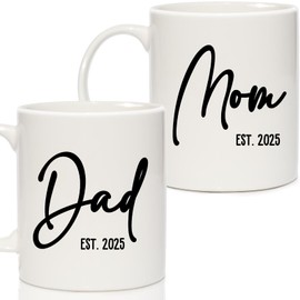 Breezy Valley New Parents Gifts for Couples, New Mom Dad Mugs Est 2025 Cup - Expecting Parents Mom Dad Gifts for New Parents - New Dad Mom to Be Gifts for 1st First Time, Gender Reveal Gifts