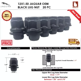 Jaguar 12x1.5 Flat Seat Stock Wheel 20PC JAGUAR 12X1.5 BLACK LUG NUTS FIT JAGUAR S/X/F TYPE XE XF XJ  STOCK WHEEL