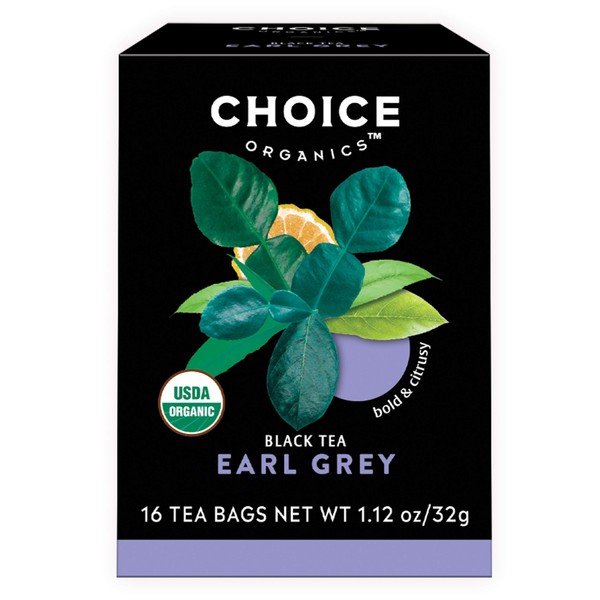 Choice Organics - Organic Earl Grey Tea (6 Pack) - With Bergamot - Fair Trade - Compostable - Contains Caffeine - 96 Organic Black Tea Bags