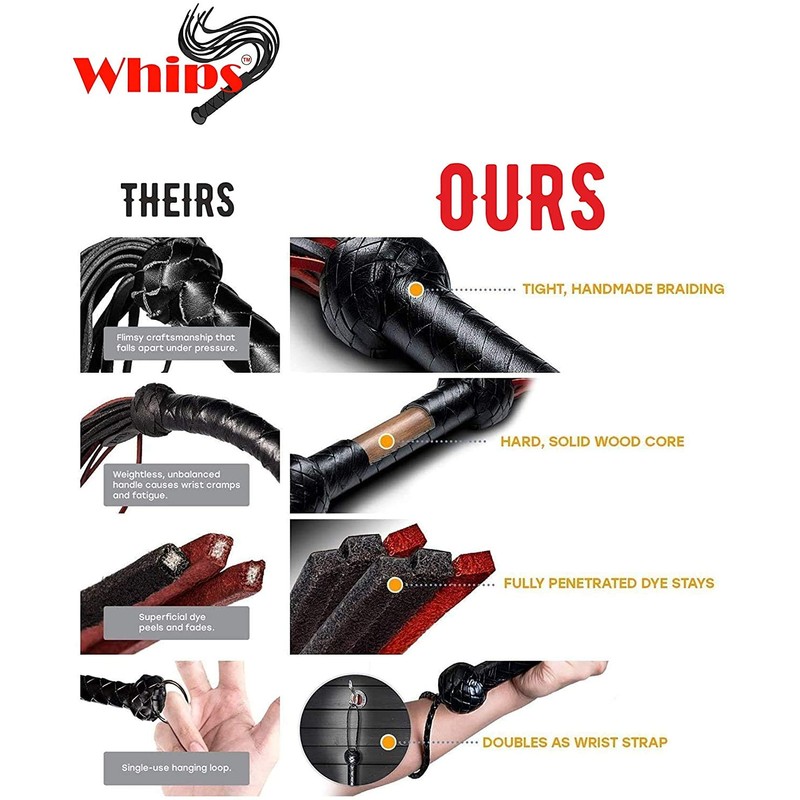 Whip 30" Red Horse Crop for Cosplay Faux Leather