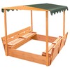 Badger Basket Cedar Sandbox for Kids with Canopy & Benches