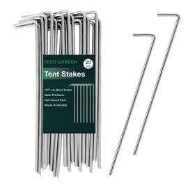 FEED GARDEN 7 Inch Tent Stakes 20 Pack Yard Inflatable Stakes for Outdoor Decorations Metal Pegs Heavy Duty Garden Hooks Camping Tent Spikes for Canopies, Tarp and Outdoor Christmas Decorations