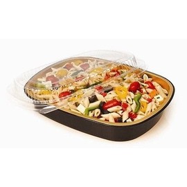 Handi-Foil 3 lb. Oblong Black & Gold Pan Take-Out Pan w/Clear Dome Lid 10 Pack (Pack of 10)