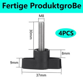 QZKJQDD 4 Stück Rändelschraube M8, M8 x 30mm 304 Edelstahl T-förmige Klemmschraubenknopf, Daumenschrauben Griff, Flügelschraube M8, für schnellen Austausch des Handfestziehknopfs