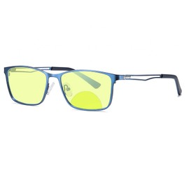 Outdoor Night Driving Bifocal Reading Glasses for Mens and Womens,Square Clear UV Protection Sunglasses Readers (blue, 2.5, multiplier_x)