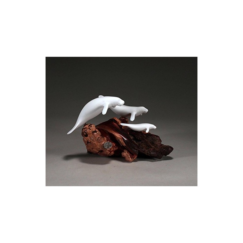 Manatee Family Sculpture from John Perry Pellucida Statue 10in Long